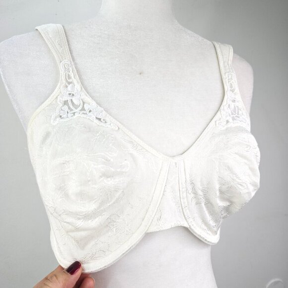VTG Playtex Secrets Bra White Floral Cotton Underwire Full Coverage Bra 4415 - Picture 4 of 8